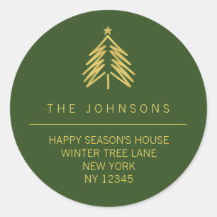 Christmas Tree Return Address Label - Green