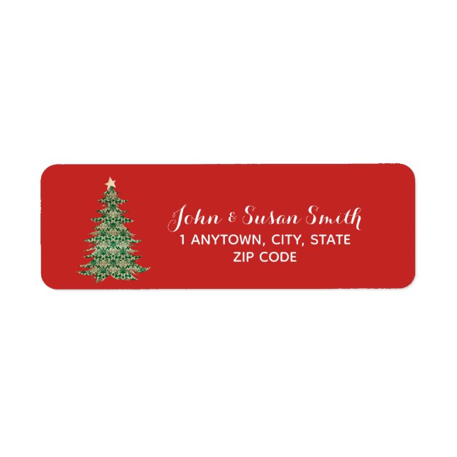 christmas tree return address labels red green (Front)