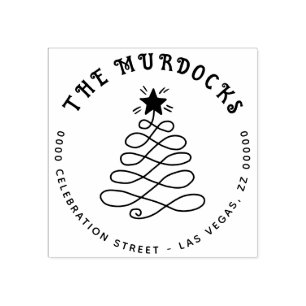 Christmas Tree Return Address Self-inking Custom Rubber Stamp