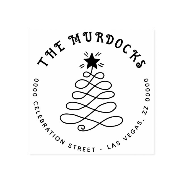 Christmas Tree Return Address Self-inking Custom Rubber Stamp (Imprint)