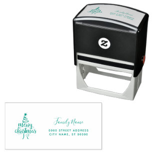 Christmas Tree Return Address Self-inking Stamp