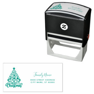 Christmas Tree Return Address Self-inking Stamp