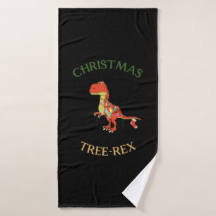 Christmas Tree rex funny xmas kawaii dinosaur Bath Towel