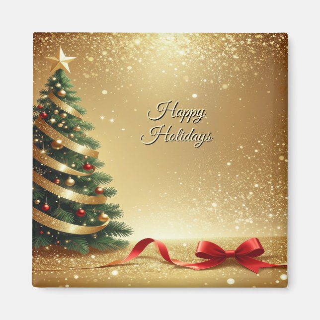 Christmas Tree Ribbons Holiday Magnet (Devant)