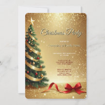 Christmas Tree Ribbons Holiday Party Invitation