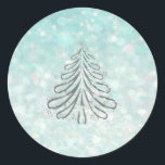 Christmas tree Romantic Glitter sparkle pale blue Classic Round Sticker<br><div class="desc">Glamourous elegant trendy glittery sparkle pale blue Christmas tree make this design very chic and fancy. Sophisticated and artistic colour composition. A modern, unique graphic art work made for you. You can customize this product by adding your own name nickname or monogram, or change text. Perfect gifts for unique designs...</div>