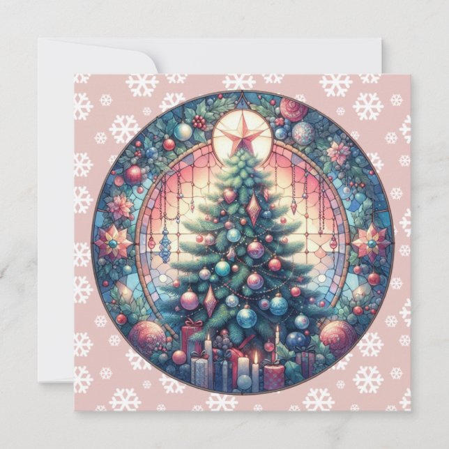 Christmas Tree Round Christmas Greeting Card (Front)