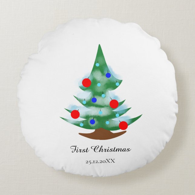 Christmas tree round pillow (Front)
