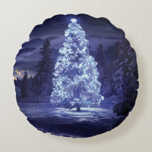 Christmas Tree Round Pillow
