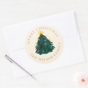 “Christmas Tree Round Sticker Personalized
