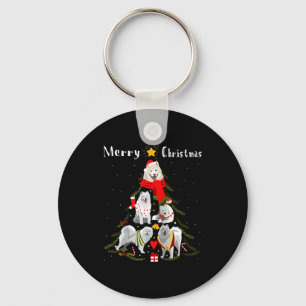 Christmas Tree Samoyed Lover Xmas Dog Owner New Ye Keychain