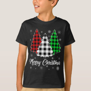 Christmas Tree Santa Buffalo Plaid Print Merry Chr T-Shirt