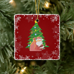 Christmas tree Santa customizable Ceramic Ornament