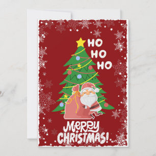 Christmas tree Santa customizable Holiday Card