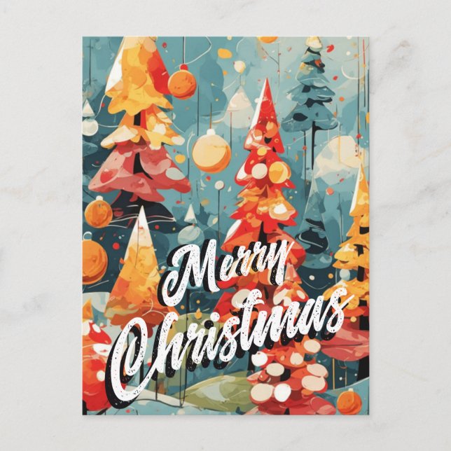 Christmas tree Santa Greeting Postcard (Front)