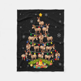 Christmas Tree Santa Hat Lights Xmas Fleece Blanket
