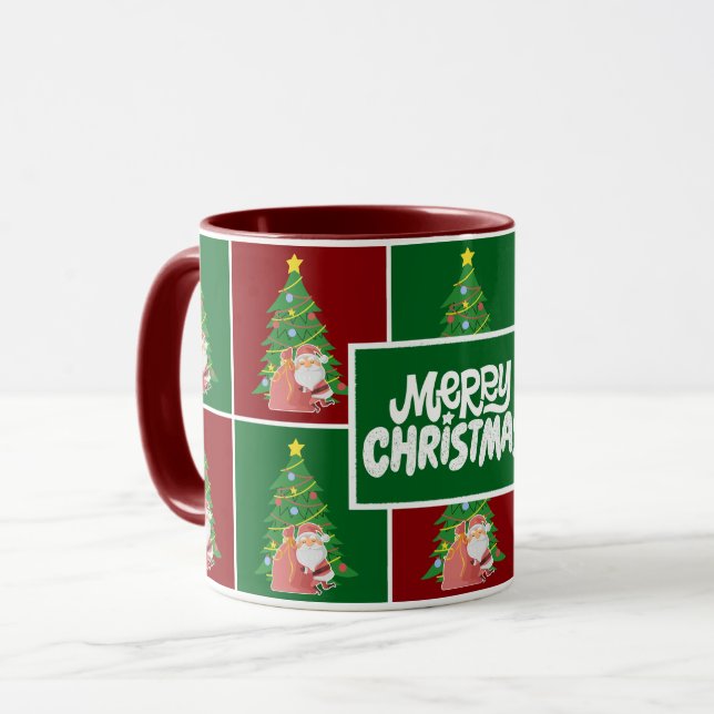 Christmas tree | Santa | red green Mug (Front Left)
