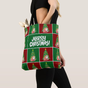 Christmas tree   Santa   red green Tote Bag