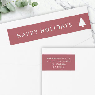 Christmas Tree   Scandi Minimalist Return Address Wrap Around Label