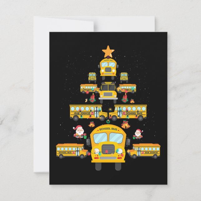 Christmas Tree School Bus Funny Driver Xmas Gift RSVP Card (Front)
