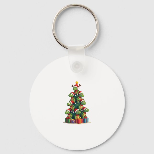 Christmas Tree Sea Turtle Turtles Tortoise T-Shirt Keychain (Front)