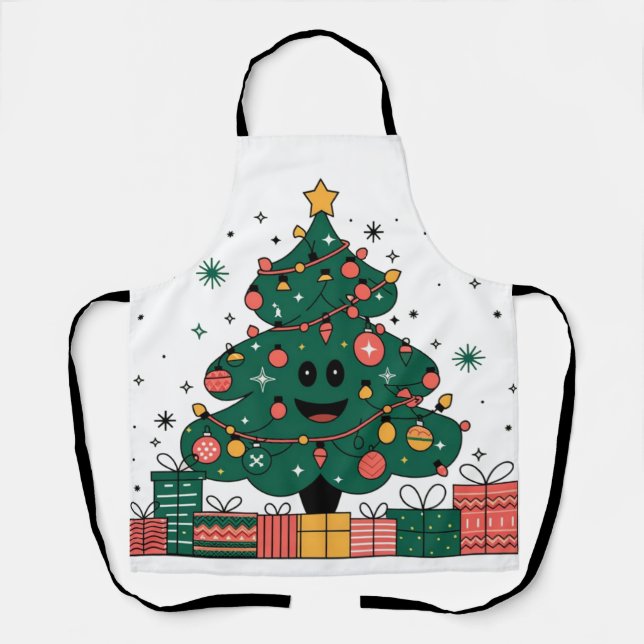 Christmas tree Season greetings Apron (Front)