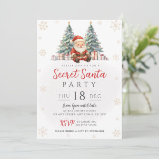 Christmas Tree Secret Santa Gift Swap Invitation