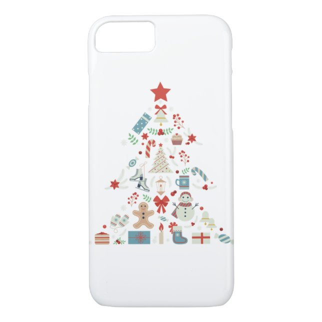 Christmas Tree Shape With Snowman And Ornaments  9 Case-Mate iPhone Case (Back)