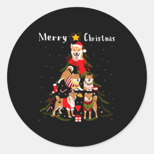 Christmas Tree Shiba Inu Lover Xmas Dog Owner New Classic Round Sticker