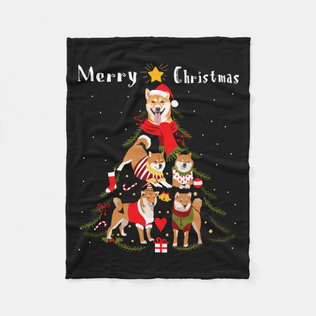 Christmas Tree Shiba Inu Lover Xmas Dog Owner New  Fleece Blanket (Front)