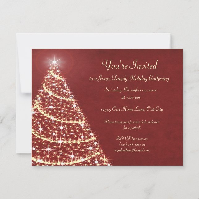 Christmas Tree Shimmer Invitation (Front)