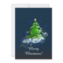Christmas Tree Shiny Floral Gift Flat Holiday Card