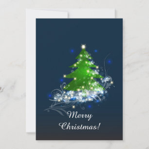 Christmas Tree Shiny Floral Gift Flat Holiday Card
