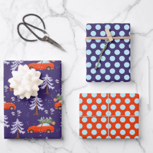 Christmas Tree Shopping Wrapping Paper Set of 3