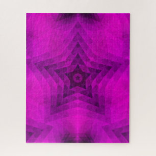 Christmas Tree Silhouette & Purple Star Gradient Jigsaw Puzzle