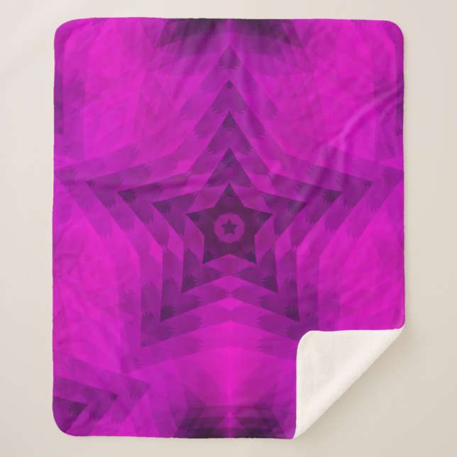 Christmas Tree Silhouette & Purple Star Gradient Sherpa Blanket (Front)