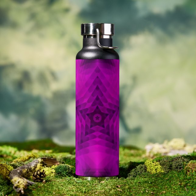Christmas Tree Silhouette & Purple Star Gradient Water Bottle (Outdoor)