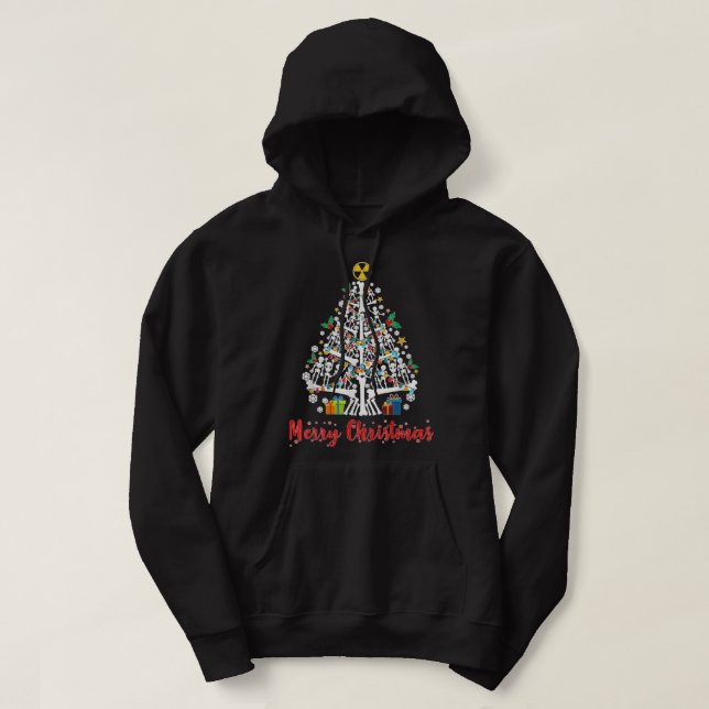 Christmas Tree Skeleton Xmas Radiology Radiologist Hoodie (Design Front)