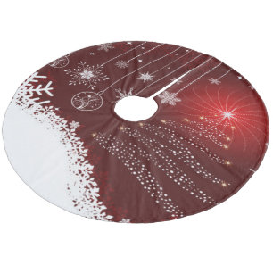 Christmas Tree Skirt/Bulbs, Trees and Snowflake Fleece Tree Skirt