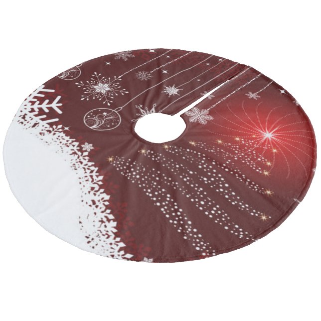 Christmas Tree Skirt/Bulbs, Trees and Snowflake Fleece Tree Skirt (Angled)