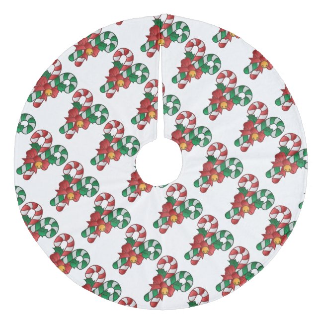 Christmas Tree Skirt/Candy Cane Fleece Tree Skirt (Front)