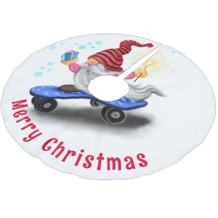 Christmas Tree Skirt Gnome Skater with Gift