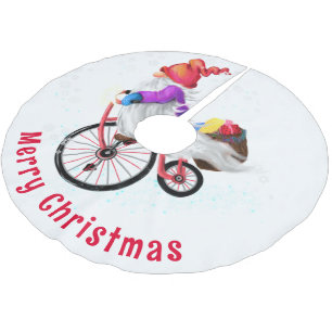 Christmas Tree Skirt Gnome With Bike And Gifts