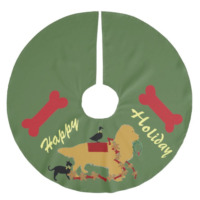 Christmas Tree Skirt~ Golden Retriever Brushed Polyester Tree Skirt (Front)