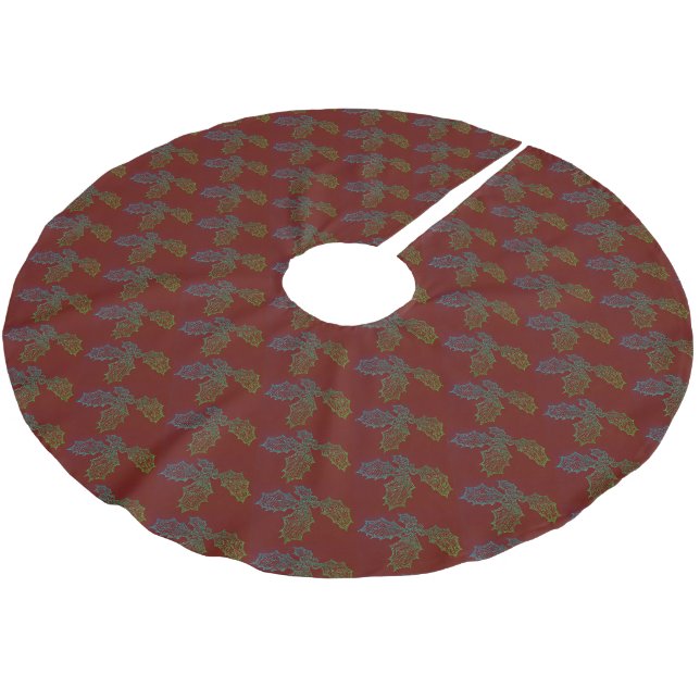 Christmas Tree Skirt - Holly Sketch (Angled)