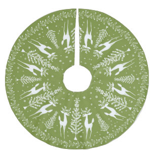 CHRISTMAS TREE SKIRT MCM OLIVE AND WHITE