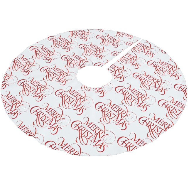 Christmas Tree Skirt-Merry Christmas Brushed Polyester Tree Skirt (Angled)