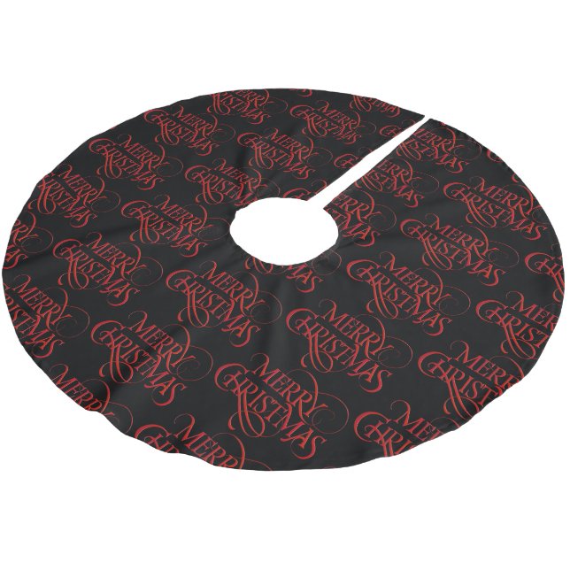 Christmas Tree Skirt-Merry Christmas Brushed Polyester Tree Skirt (Angled)