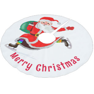 Christmas Tree Skirt Santa Claus With Gift For You