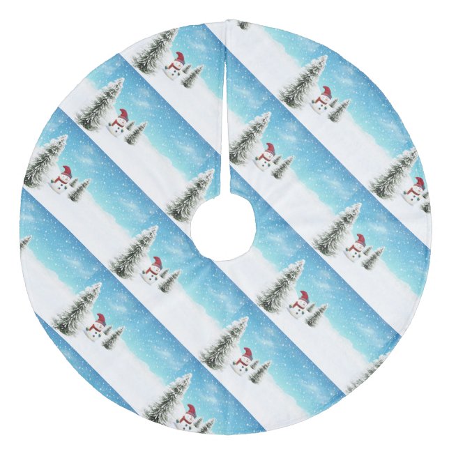 Christmas Tree Skirt/Snowman Fleece Tree Skirt (Front)